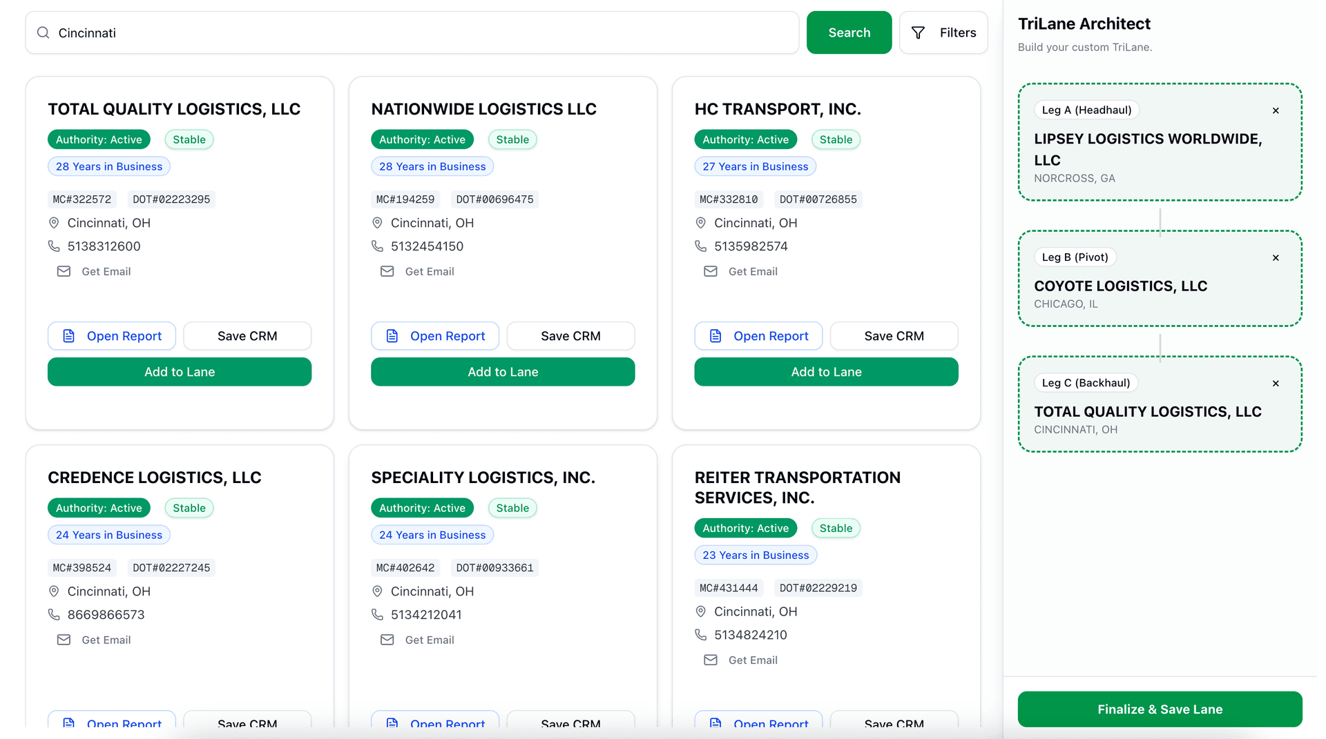 TriLane Manual Search Interface